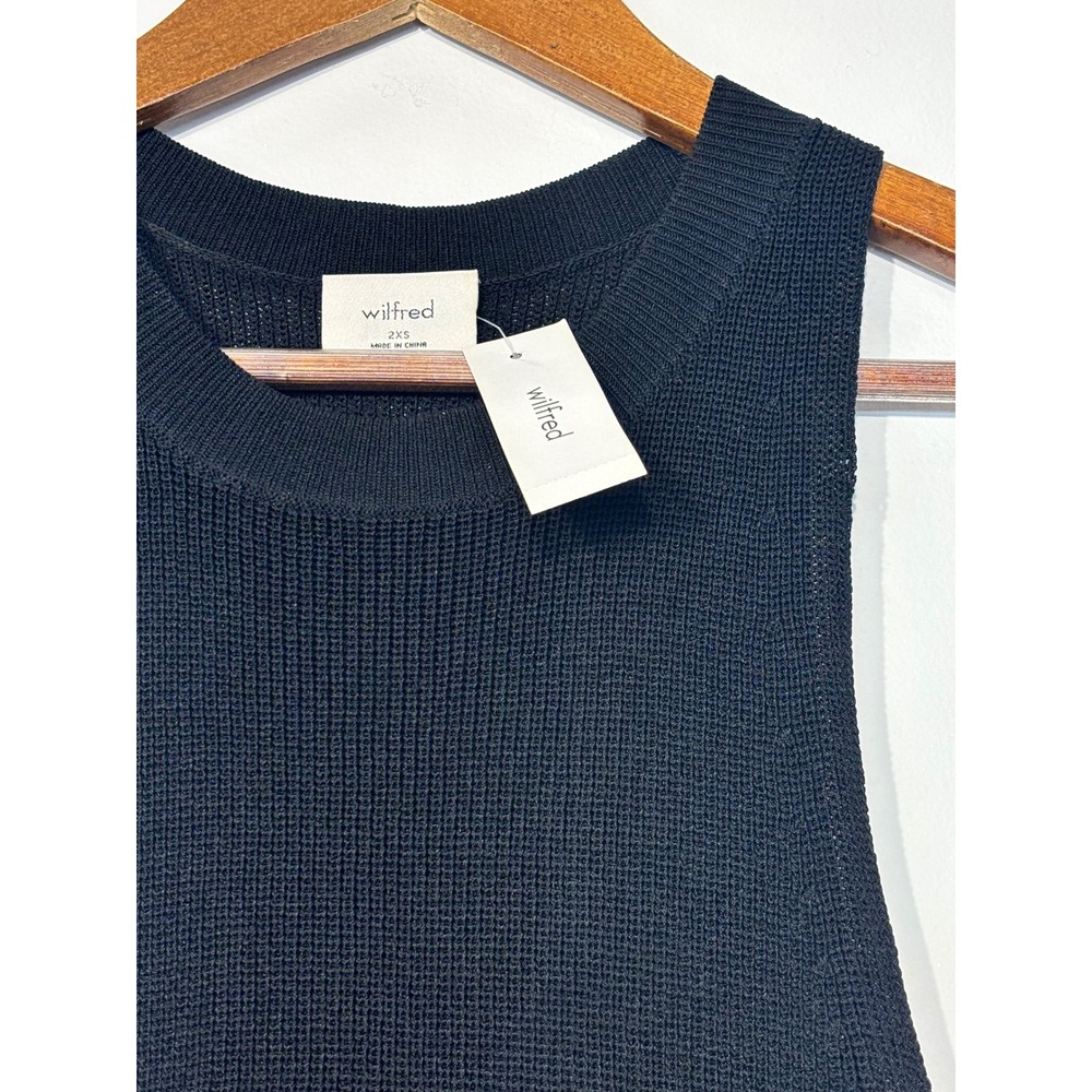 Wilfred Aritzia Seychelles Tank Top Black Noir Mesh Knit Sleeveless 2XS 80877